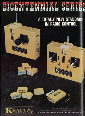 Kraft Bicentennial Series radio control units and parts with text.