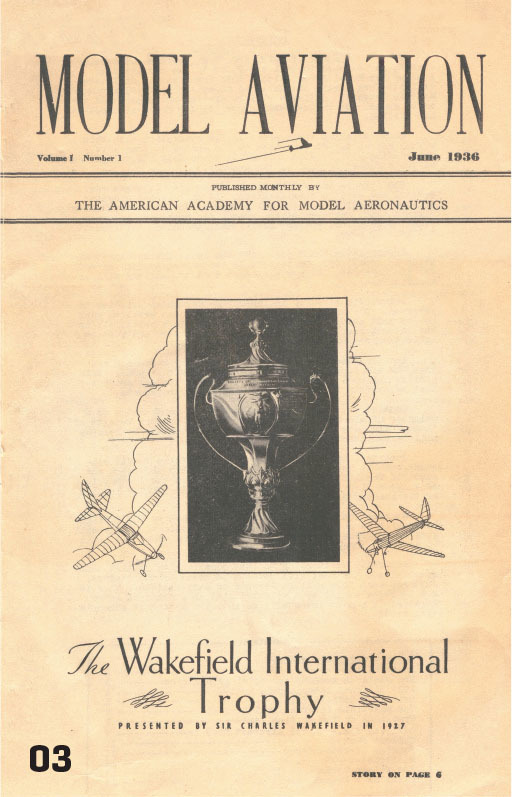 Model Aviation magazine cover, June 1936, features Wakefield Trophy and model planes.