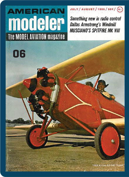 Magazine cover featuring a red vintage aircraft on a runway, with pilot seated.