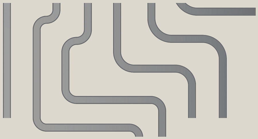 Abstract graphic with curved gray lines on a beige background.