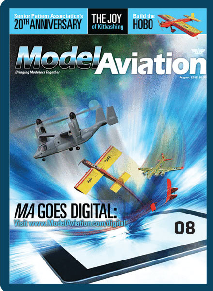 Model Aviation magazine cover with model planes and digital text.