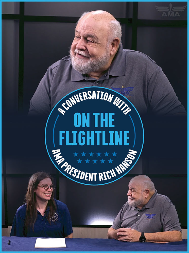 A man and woman smiling at a table with "A Conversation with AMA President Rich Hanson" text.
