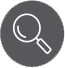 Magnifying glass icon in a gray circle.