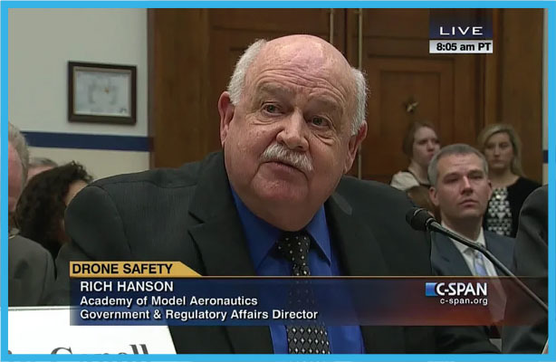 Rich Hanson speaking at a hearing on drone safety, labeled by C-SPAN.