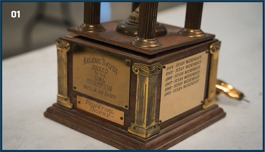 Trophy with "Arlene Davis Award to the Girl Champion, Nat'l Jr. Air Races" engraved.