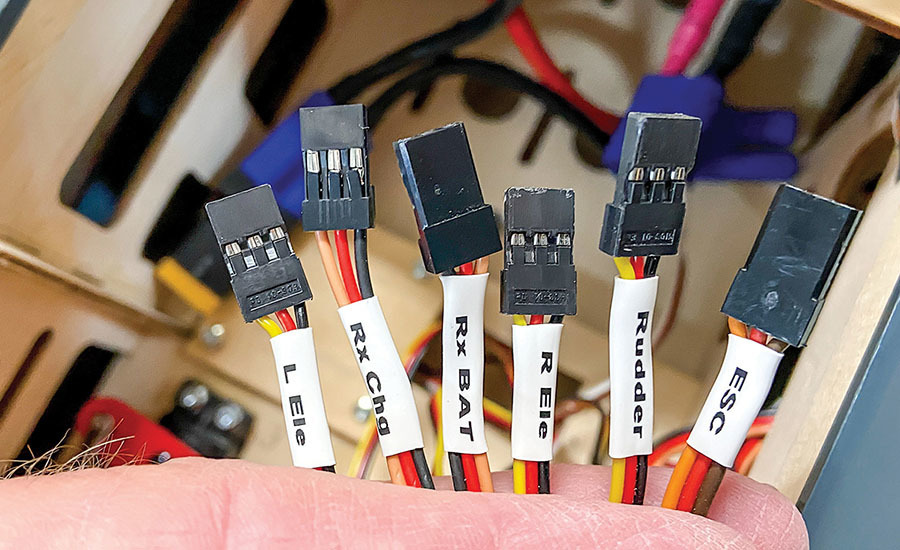 Labeled RC model wires: L Ele, Rx Chg, Rx BAT, R Ele, Rudder, ESC.
