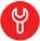 Red circle icon with a white wrench inside.