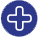 Blue circle with a white cross in the center.