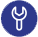 Wrench icon inside a blue circle.