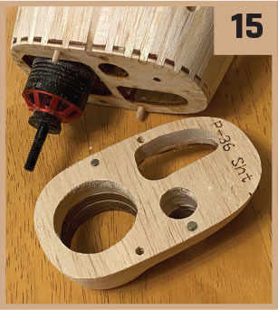 Wooden model parts on a table, marked "P-36 Sht" with number 15 in corner.