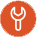 Wrench icon in an orange circle.