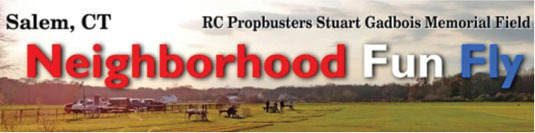 Neighborhood Fun Fly event banner, Salem, CT, field background.