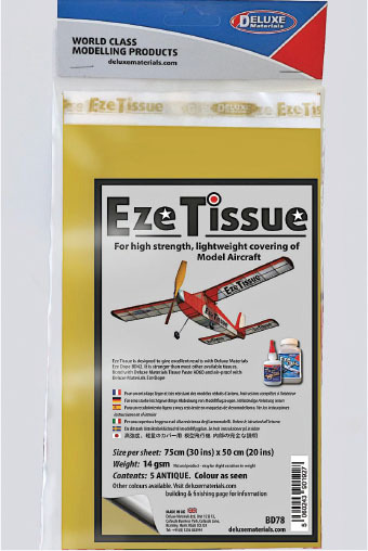 Eze Tissue package for model aircraft covering, features red plane illustration.