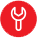 Red circle with white wrench icon.