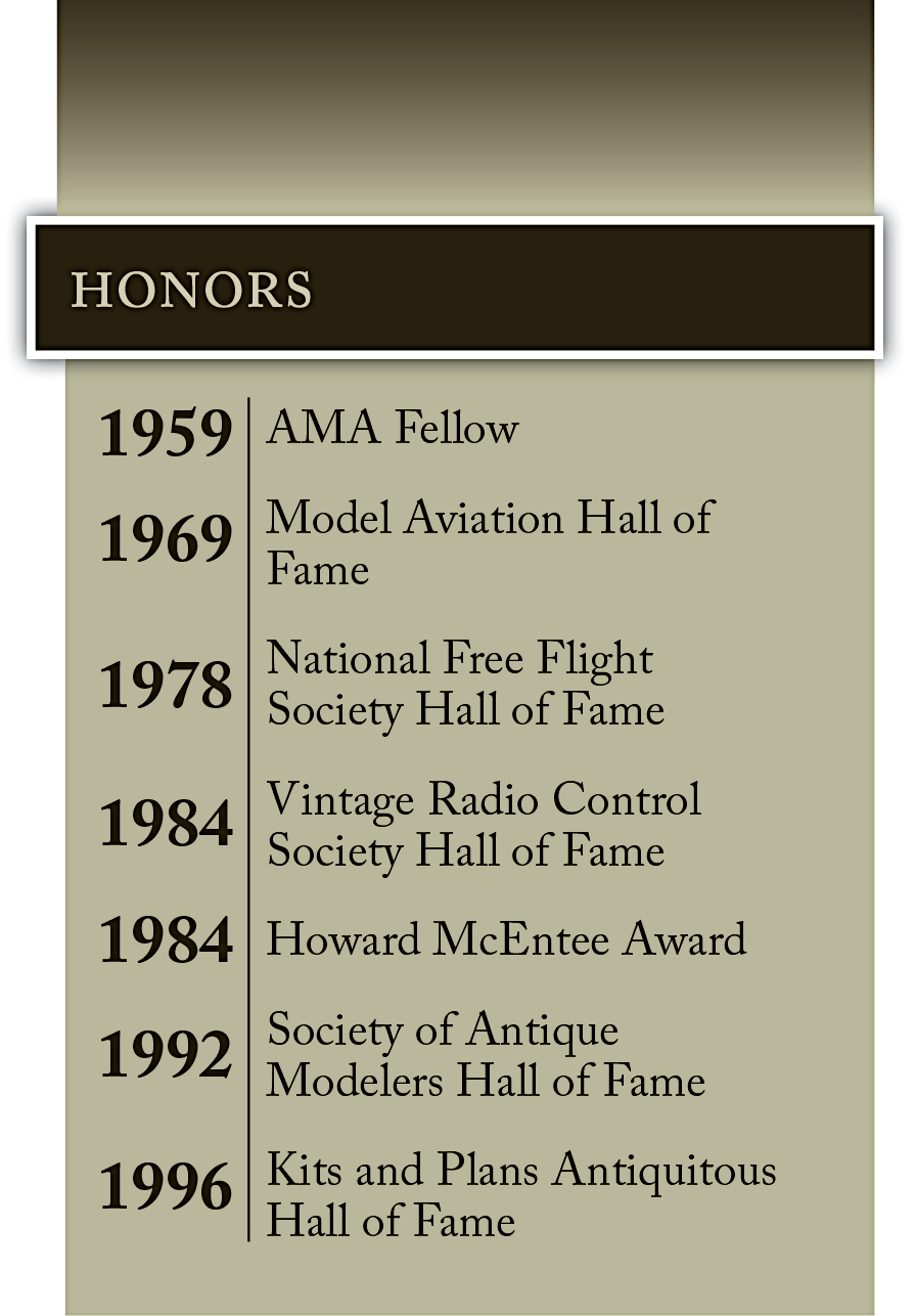 HONORS: 1959-1996, listing various hall of fame awards and fellowships.