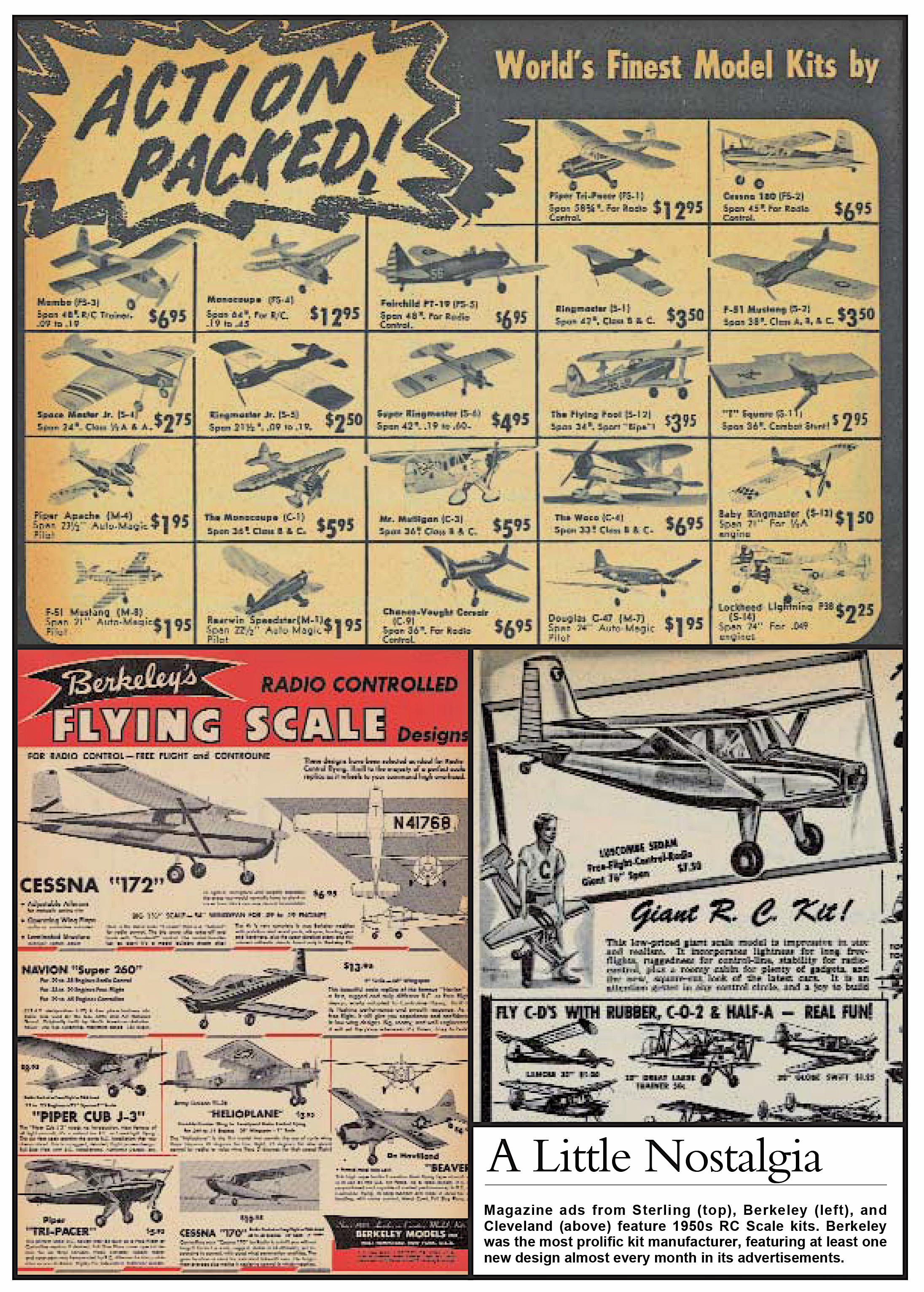 Vintage model airplane ads with illustrations and nostalgic text.