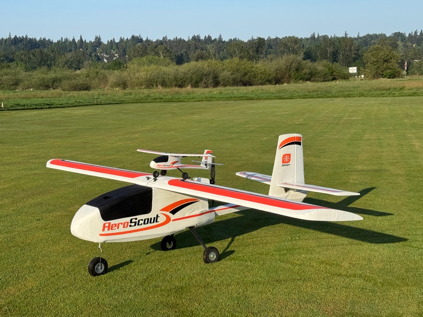 Giant RC AeroScout with standard Horizon Hobby AeroScout on top