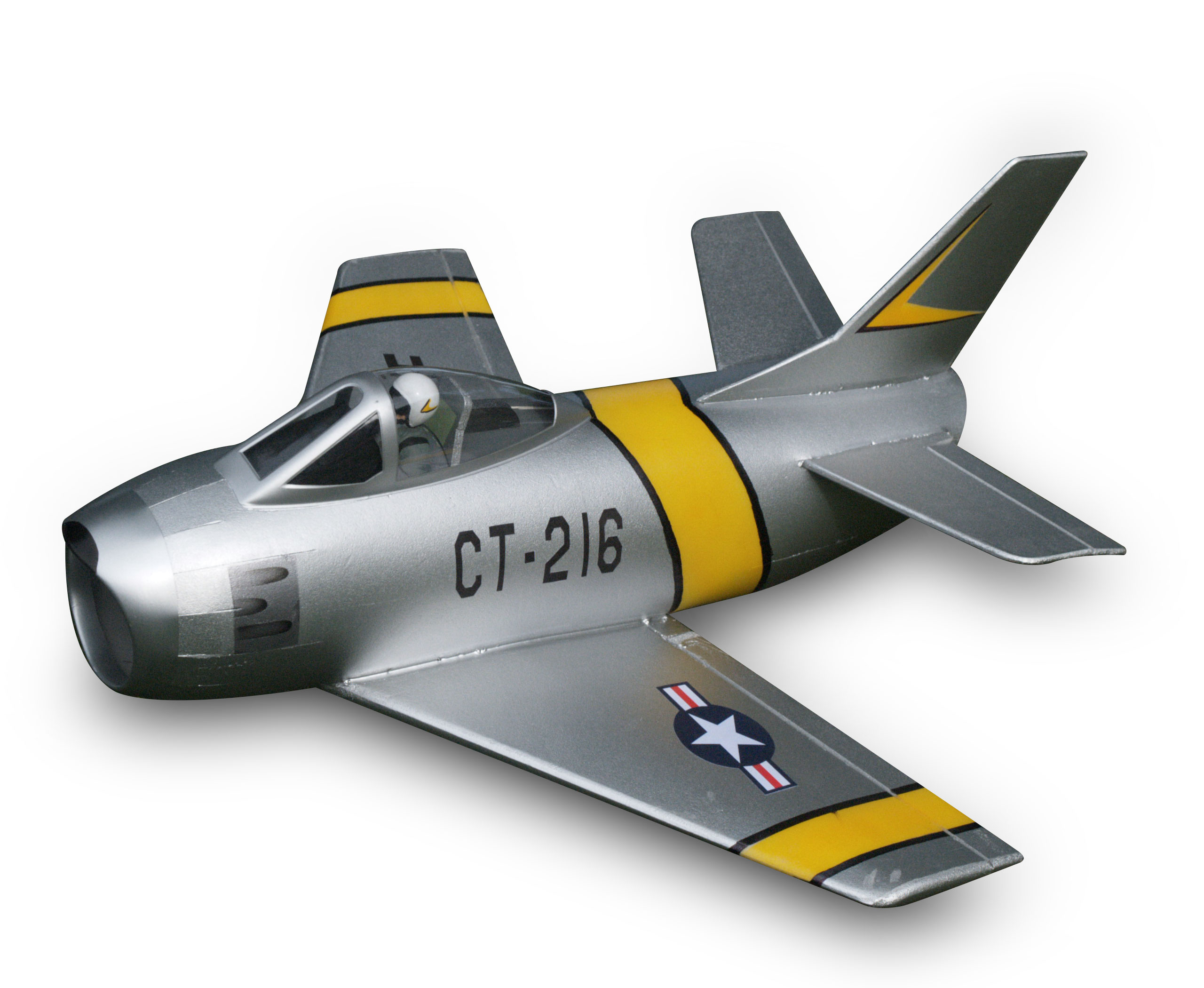 This little F-86 was made using 3mm Depron foam. The nose and tail ends were tapered using pleats to make the tube’s diameter smaller and result in a slight compound curve.