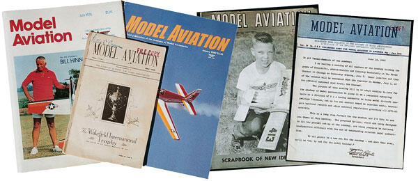 Magazines titled "Model Aviation" with various covers and designs.