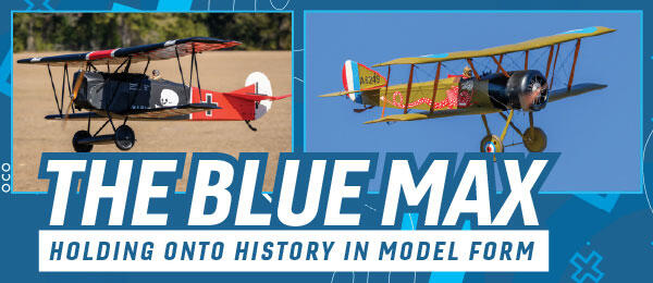 "The Blue Max" text with two vintage biplane models.