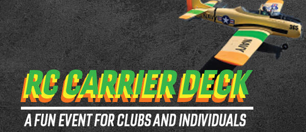 RC Carrier Deck event text with model airplane graphic.
