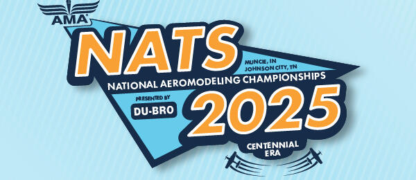 NATS 2025 National Aeromodeling Championships logo, blue background.