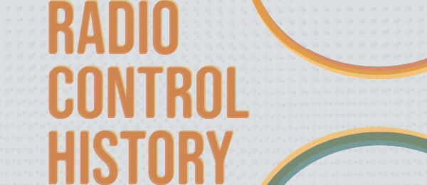 Radio Control History text with orange and green arcs.