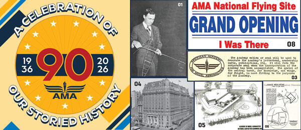 Celebrating 90 years, collage of AMA history and Grand Opening graphic.