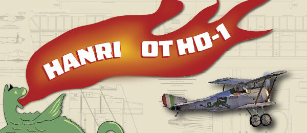 Red flame graphic with "HANRI 0THD-1," green dragon, vintage biplane.